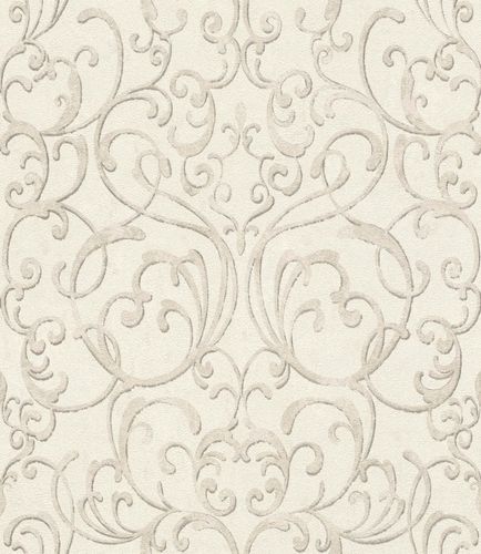 Non-woven wallpaper Rasch silver beige white ornaments 