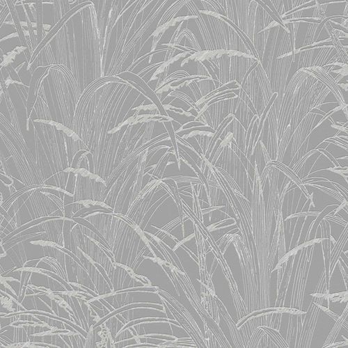 Non-woven wallpaper leaves grey silver metallic 38600-1