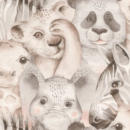 Rasch kids wallpaper animals zoo beige gray 252538