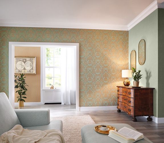 rasch wallpaper Trianon plain glossy gold 570076