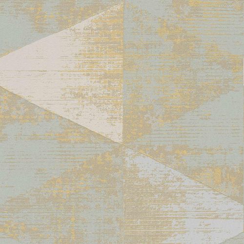 Tapete Vlies Blau Gold Dreieck Vintage 383531 AS Geo Effect