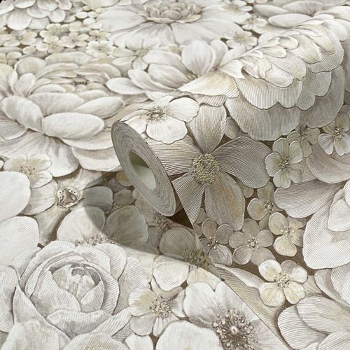 Marburg Vliestapete Floral Beige Grau 33951 Botanica