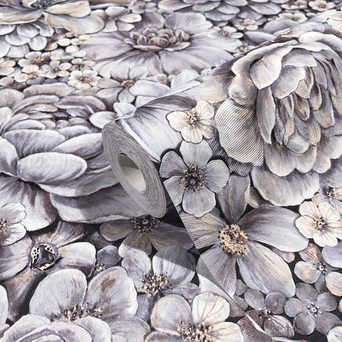 Marburg non-woven wallpaper Floral Lila Beige 33955 Botanica