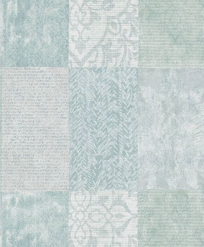 non-woven wallpaper ivy tile pattern green white 82288 Novamur