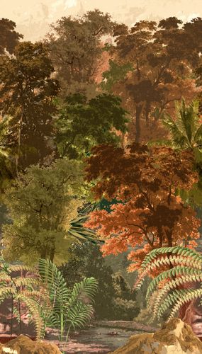 Grandeco non-woven wallpaper A51802 Forest Tropical Orange