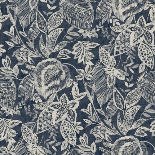 Grandeco non-woven wallpaper 171801 leaf motif blue Nomad