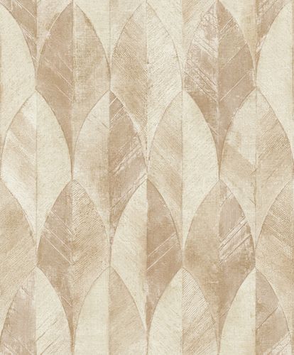 Grandeco non-woven wallpaper A47706 leaf motif beige Nomad