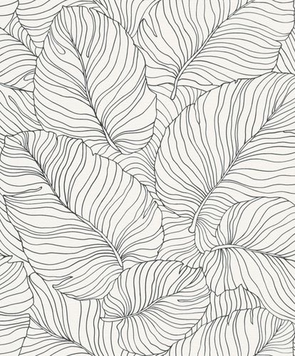 Non-woven wallpaper Phoenix A50901 leaf motif white Grandeco