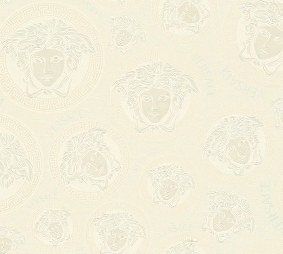 Versace non-woven wallpaper 38611-6 Medusa Logo white