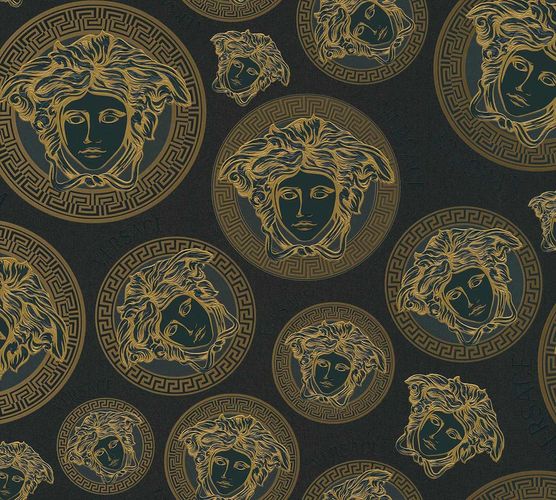 Versace non-woven wallpaper 38611-7 Medusa Logo Black