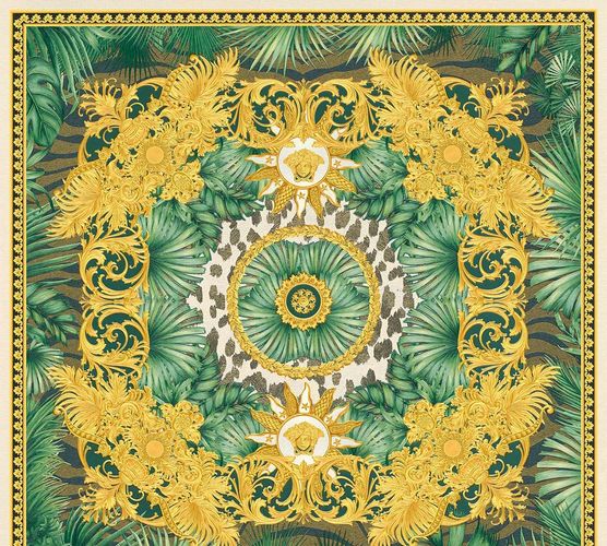 Versace non-woven wallpaper Tiles Tropical Green White