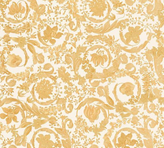 Versace non-woven wallpaper 38706-4 floral pattern white gold