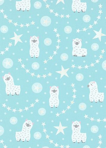 Kids wallpaper Sweet and Cool alpaca motif turquoise 10161-18