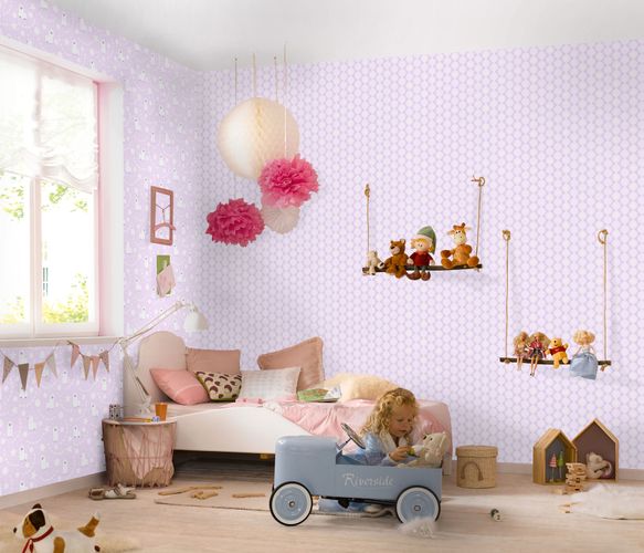 Kids Wallpaper Sweet and Cool Stars and Circles Pink 10162-05