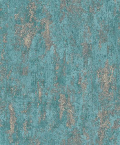 Non-woven wallpaper Erismann concrete look petrol metallic