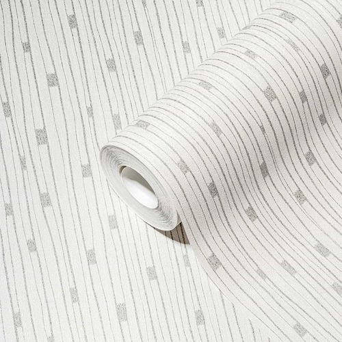 AS Creation non-woven wallpaper pattern lined white grey