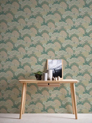 Non-woven wallpaper 38740-1 AS Creation green pink floral