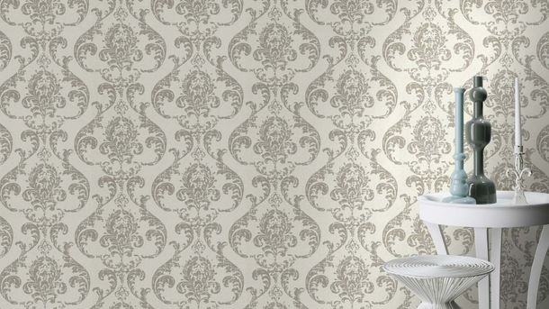 Rasch non-woven wallpaper white silver ornaments 315622