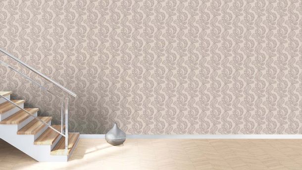 Rasch Vliestapete Beige Silber Struktur Blätter 822632