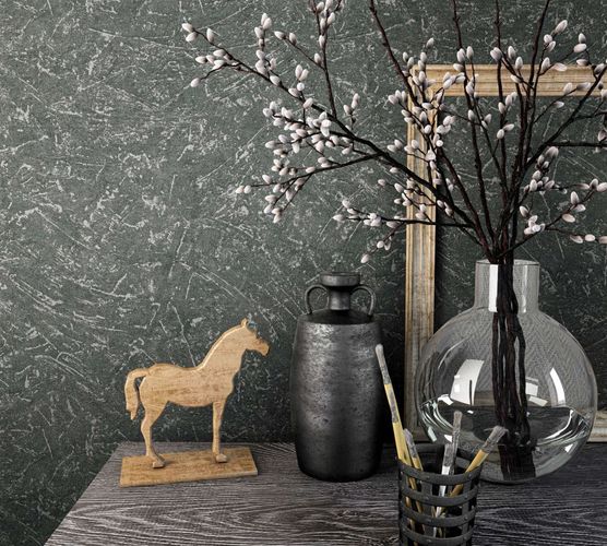 Non-woven wallpaper anthracite plaster look Marburg 34156