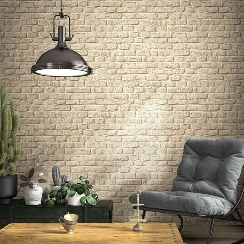 Non-woven wallpaper beige brown stone wall Marburg 34169