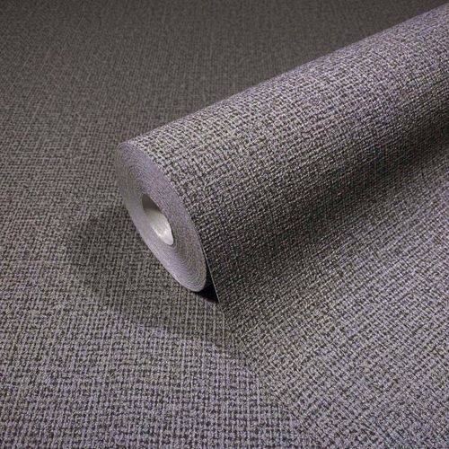 Non-woven wallpaper dark grey fabric look Marburg 34174