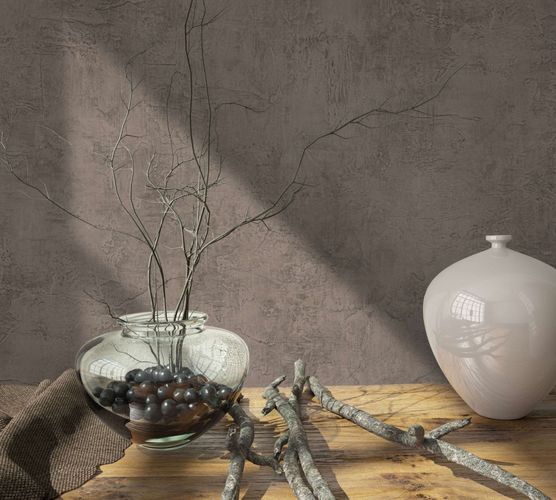 Non-woven wallpaper brown grey plaster look Marburg 34188