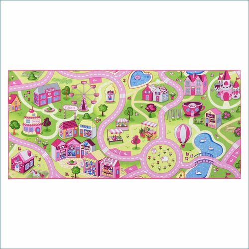 Kinderteppich Sweet Town Straßen Mädchen Teppich 95x200 cm