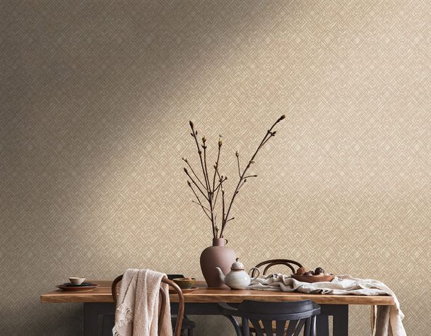 Non-woven Wallpaper beige gold graphic metallic 38828-3