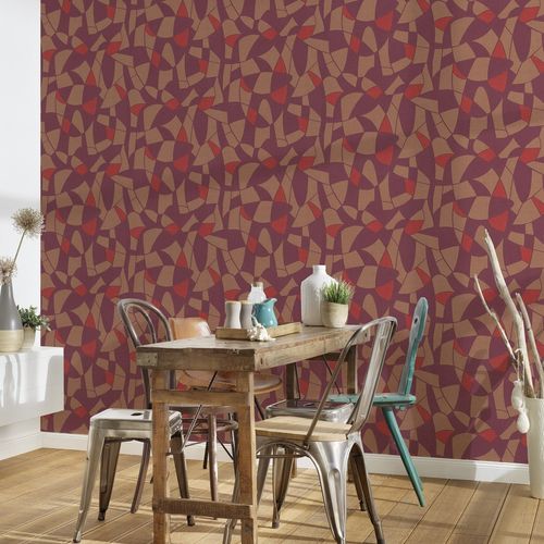 Non-woven wallpaper red brown orange abstract 39093-1