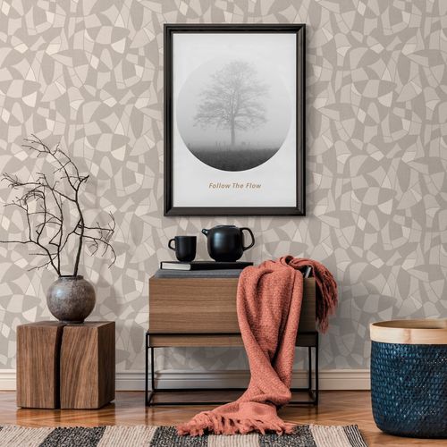 Non-woven wallpaper gray cream white abstract 39093-3