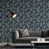 Non-Woven Wallpaper Blue Green White Leaf Pattern 39094-4 1