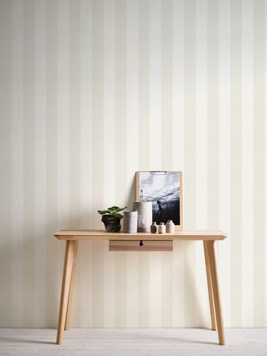 Non-woven wallpaper stripes cream white beige 3140-55