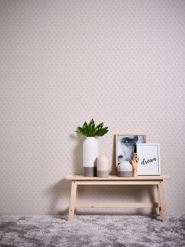 Non-woven wallpaper flowers white pink brown 39074-3