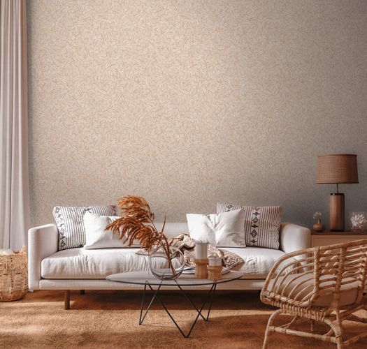 Non-woven wallpaper tendrils leaves cream beige 38920-5