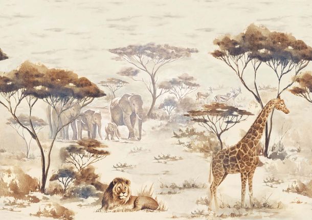 Photo wallpaper Rasch 363661 Africa animals beige brown