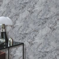 Vliestapete-Marmor-Optik-Grau- 