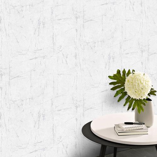 Non-Woven Wallpaper Scratches Cream Silver Metallic 10320-31