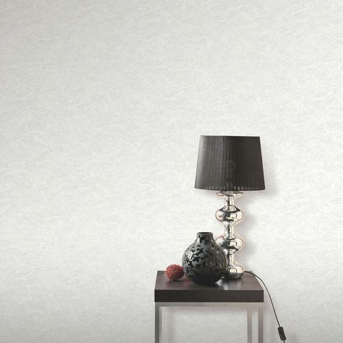 Non-woven wallpaper Elle stone look white glitter 10330-01