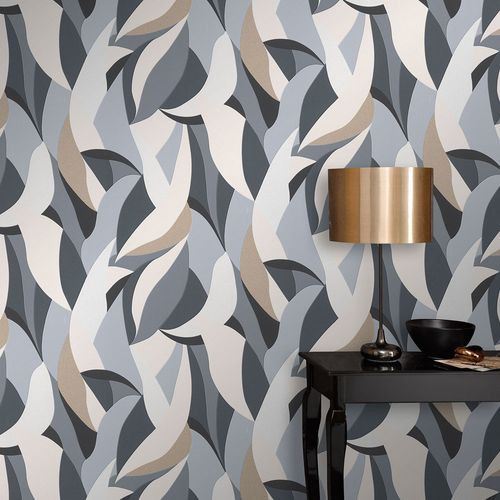 Non-woven wallpaper Elle graphic white grey gold 10331-15