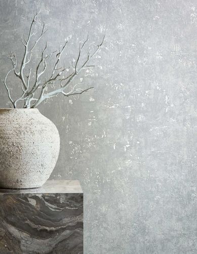 Non-Woven Wallpaper Plaster Look grey White Metallic 82371