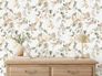 Non-woven wallpaper flowers berries lilac white green 47455 1