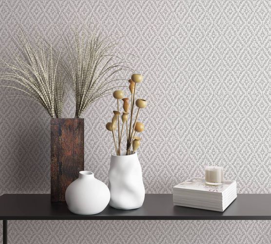 Non-woven wallpaper diamond pattern grey white 47489