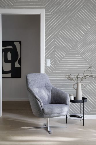 Photo wallpaper Lines Graphic grey White 33158