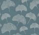 Non-woven wallpaper leaves ginkgo blue white 38966-2 2