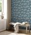 Non-woven wallpaper leaves ginkgo blue white 38966-2 4