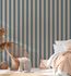 Non-woven wallpaper stripes linen look blue beige 38665-1 6