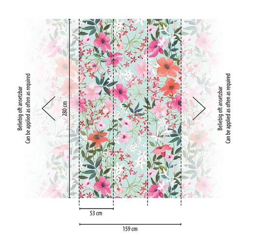 Digitaldruck Floral Muster Blau Rot Grün 39195-1