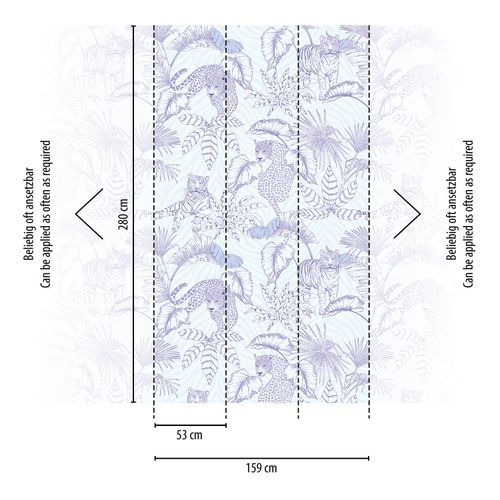Digitaldruck Tropisch Tiger Pflanzen Lila Weiß 39203-1
