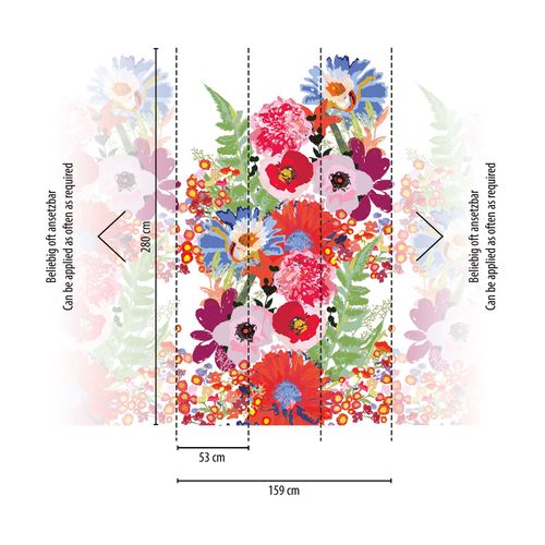 Digitaldruck Blumen Abstrakt Weiß Bunt 39207-1